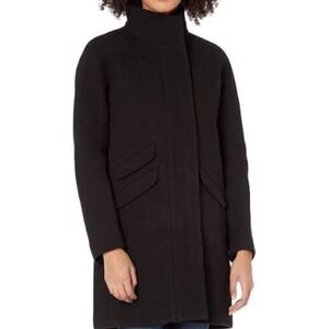 J. Crew Cocoon Italian Stadium Cloth Nello Gori Wool Coat women's Size 10 Black